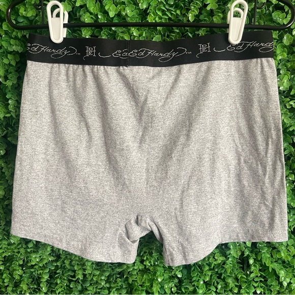 NEW Ed Hardy DEATH BEFORE DISHONOR Heather Grey Soft Boxer Briefs Mens Large - Picture 6 of 7